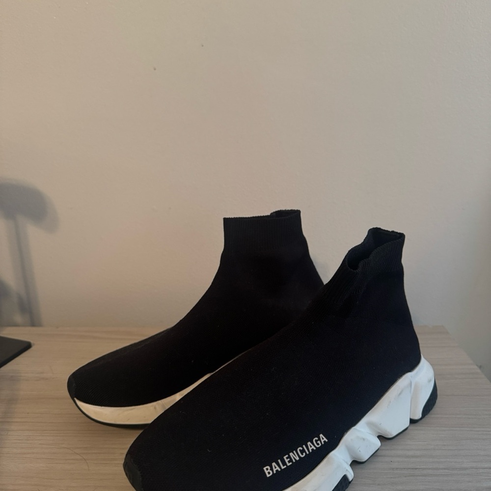 Balenciaga Black and White Athletic Sock Shoes